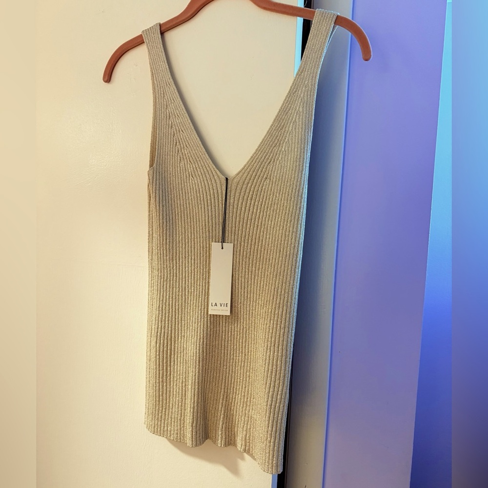 Rebecca Taylor sparkly gold sweater tank size S
